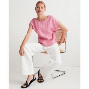 Madewell Pink Short-Sleeve Linen Blend Top